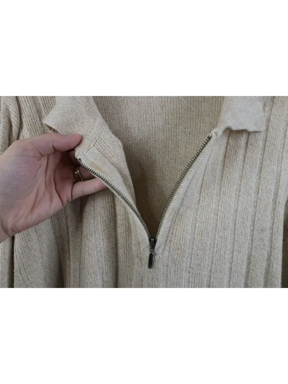 Vintage 90s Streetwear Mens Medium Cotton Ribbed Knit Collared 1/4 Zip Sweater